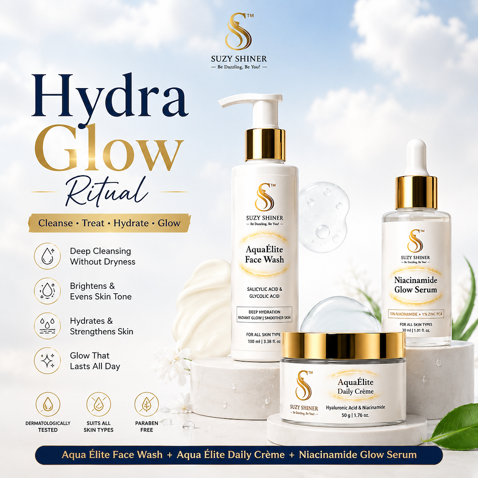 Hydra Glow Ritual - Aqua Élite Face Wash + Aqua Élite Daily Crème + Niacinamide Glow Serum