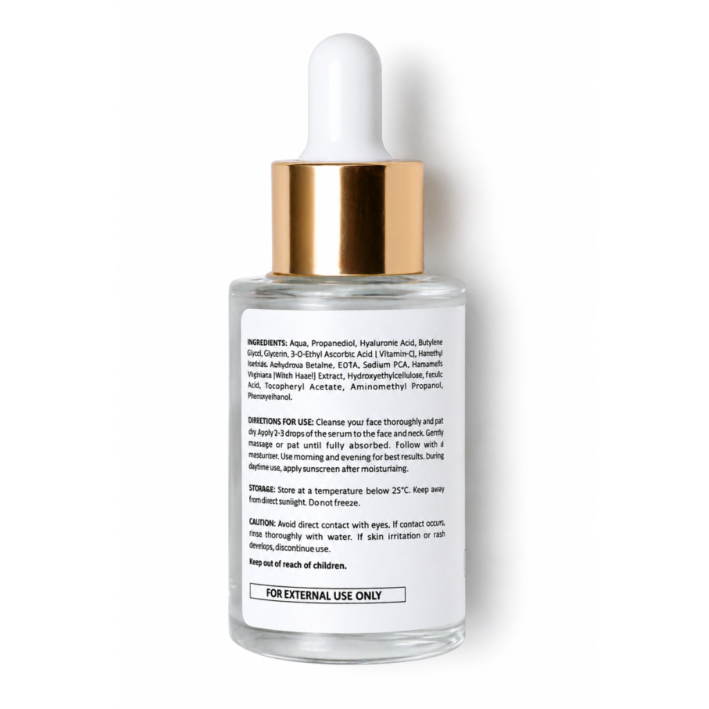 Vit-C Éclat Vitamin C Serum back label showing ingredients, direction, storage and caution.
